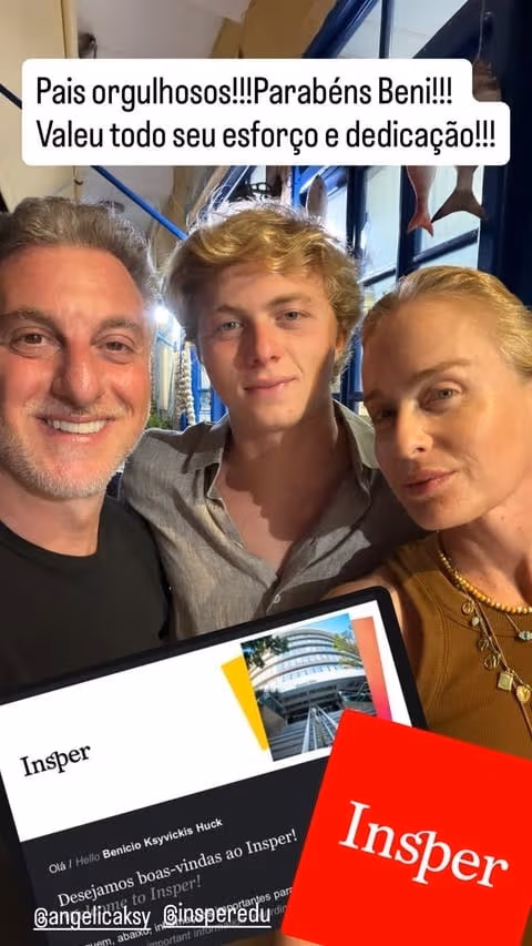 Luciano Huck celebra aprovação do filho Benício em faculdade