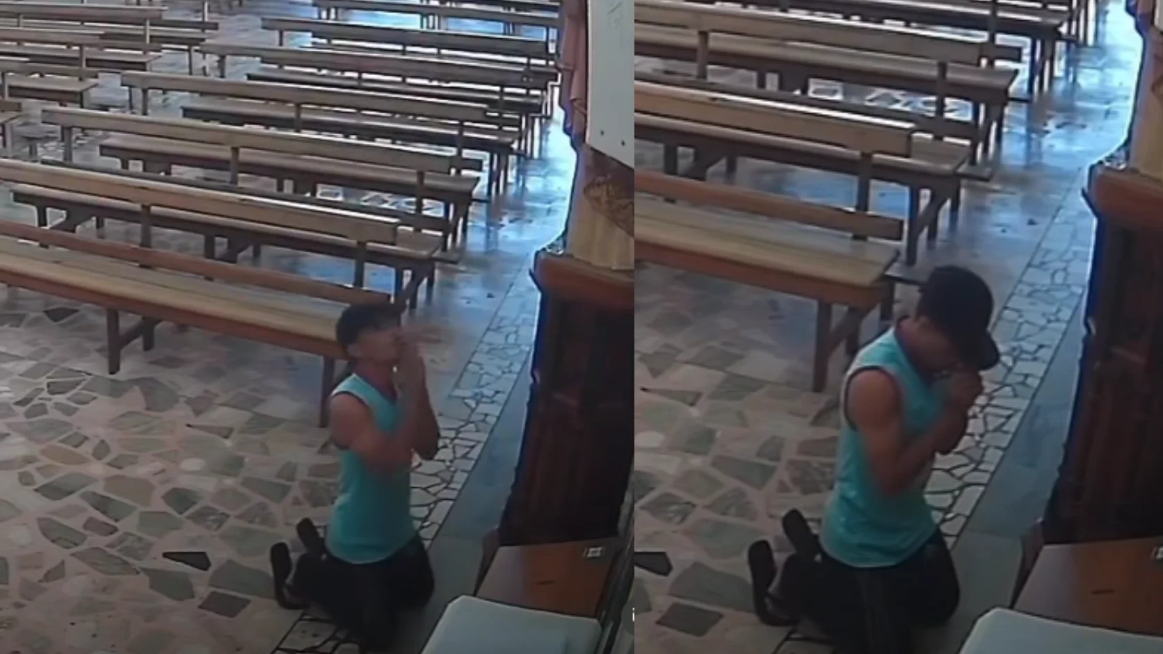 Homem finge rezar e furta ofertas de igreja