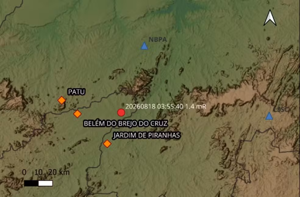 Tremor de terra é registrado no Sertão da Paraíba