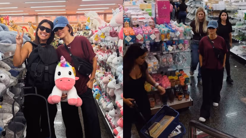 Bruna Biancardi faz compras disfarçada na 25 de Março