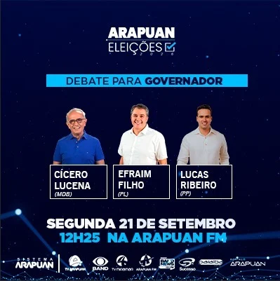Debate reúne Cícero Lucena, Efraim Morais e Lucas Ribeiro nesta segunda-feira, com transmissão simultânea em três plataformas