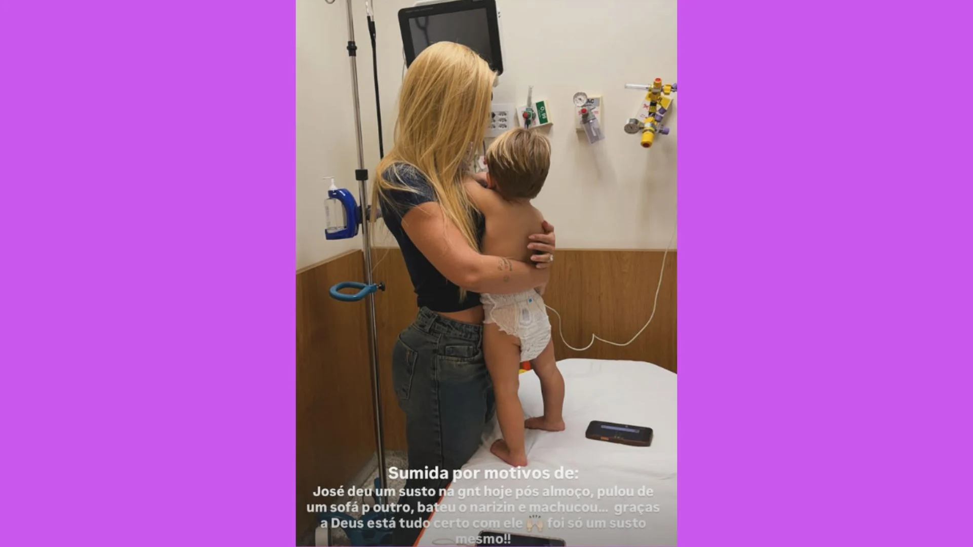 Filho de Virginia sofre acidente e se machuca
